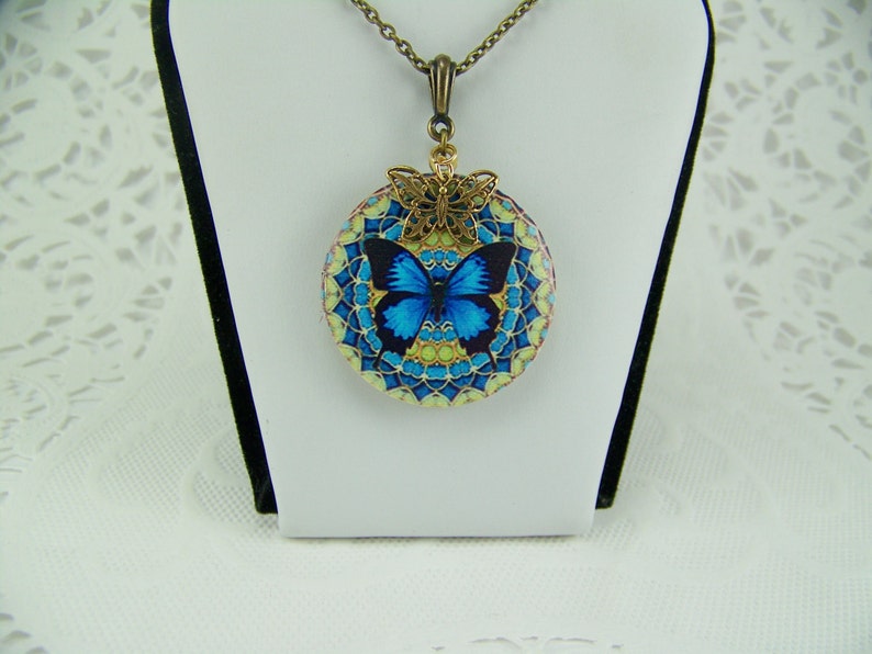 Butterfly Locket Colorful Butterfly Photo Locket Antique Etsy