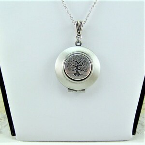 Tree of Life Locket, Brushed Silver Locket, Tree of Life Necklace, Tree ...