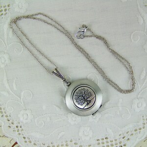 Tree of Life Locket, Brushed Silver Locket, Tree of Life Necklace, Tree ...