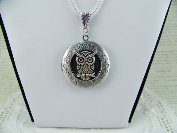 Owl Locket Silver Owl Keepsake Locket Picture Locket Woodland Locket Bird Locket Owl on a Branch Hoot Owl Great Horned Owl Etsy Australia