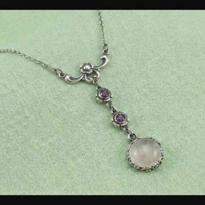 Rose Quartz Necklace, Pink Quartz Necklace, "T" Necklace, Rose Flower Necklace, Amethyst Necklace, Love Stone Necklace,Rose Quartz, Gemstone