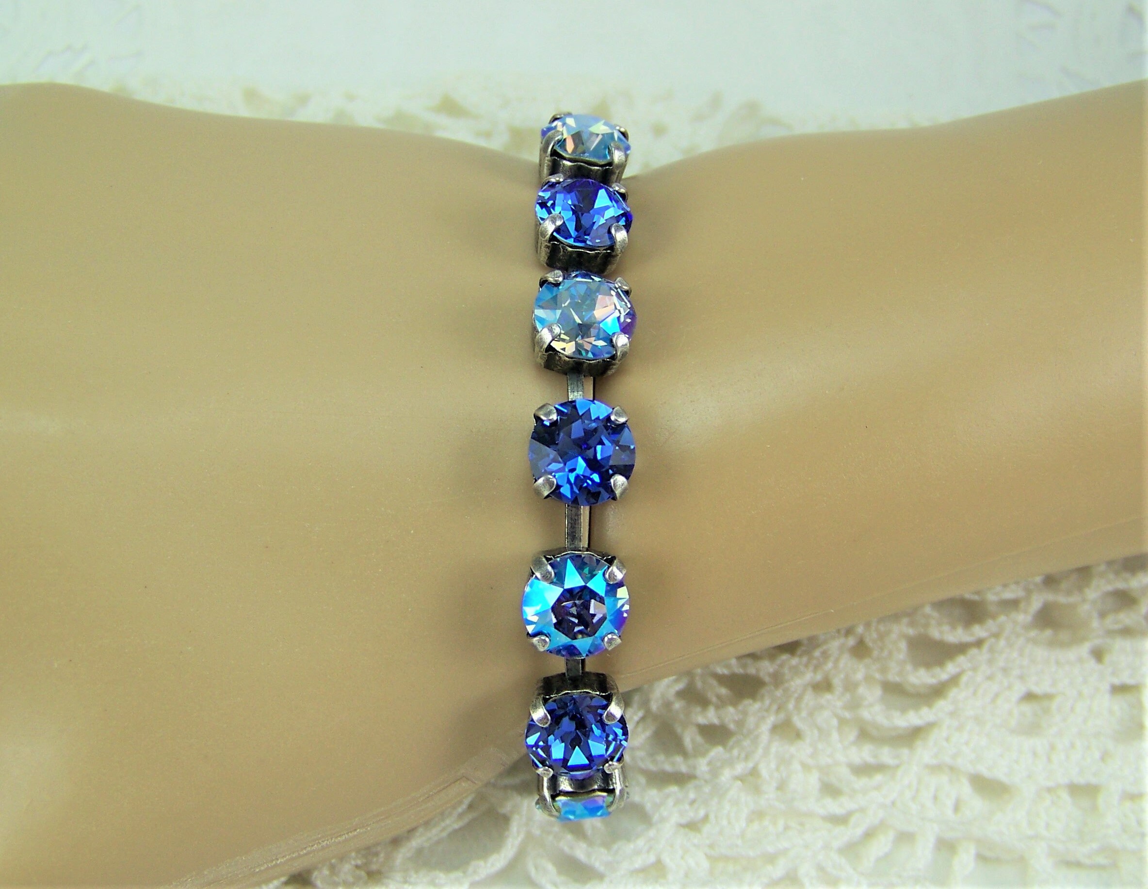 Sapphire Bracelet Swarovski Sapphire Bracelet 8mm Tennis Etsy