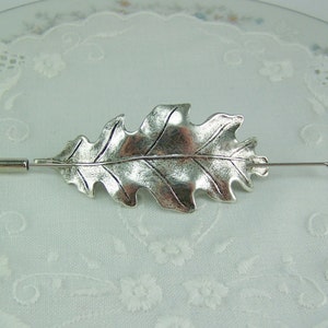 Silver Oak Leaf Pin, Shawl Pin, Scarf Pin, Oak Leaf Pin, Sweater Pin, Oak Leaf Shawl Pin, Leaf Pin, Stick Pin, Silver Leaf, Boutonniere, image 4