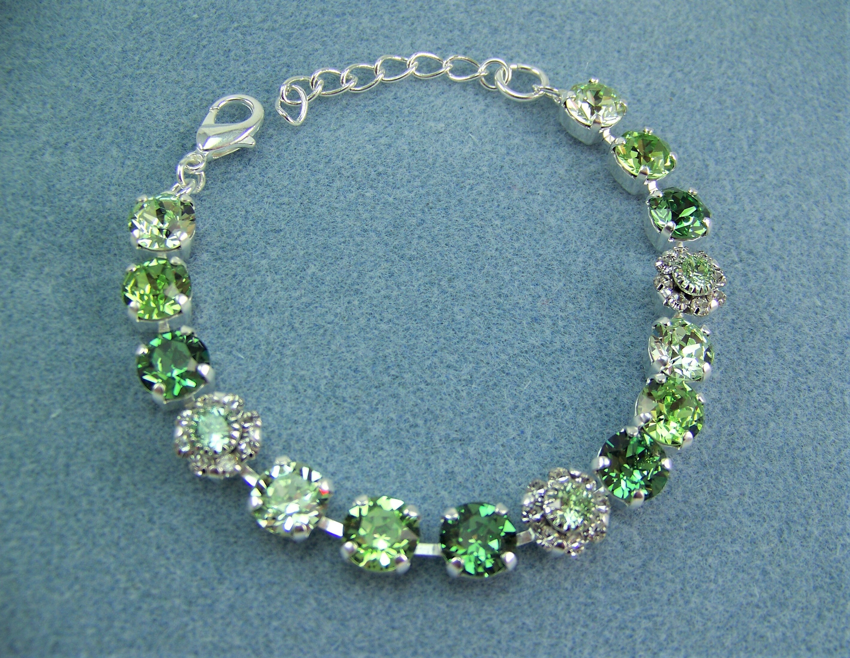 Swarovski Crystal Bracelet 8mm Tennis Bracelet Green Crystal Etsy