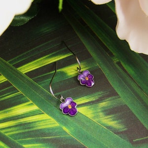 Pansy Earrings, Purple Pansies, Cloisonne Pansy Earrings, Pansy Petal Earrings, Pansy Flower Earrings, Hand Enameled Earrings image 10