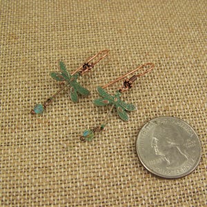 Verdigris Dragonfly Earrings, AB Crystal Dangle Earrings, Dragonfly earrings, Crystal Dragonflies, Damselflies, Copper Verdigris Earrings bild 11