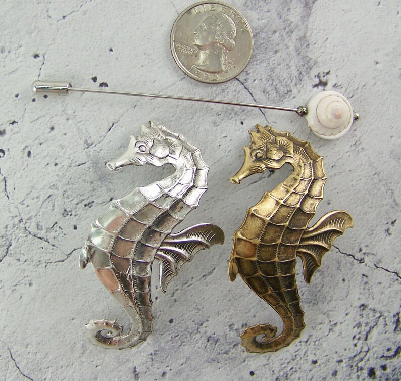 Seahorse Pin, Shawl Pin, Scarf Pin, Sweater Pin, Seashell Pin, Sarong Pin, Ocean Pin, Seahorse, Shell Jewelry, Beach Cover up Pin, Seashell Bild 8