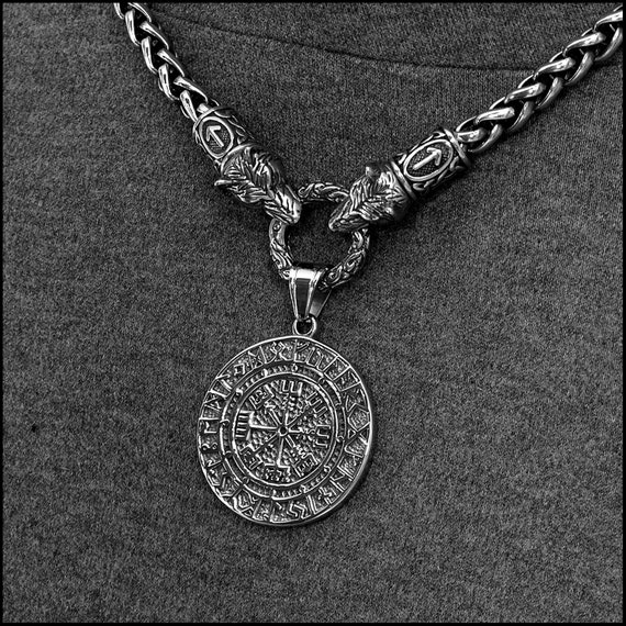 Wolf Warrior Necklace Featuring Antique Viking Braid Chain | Etsy