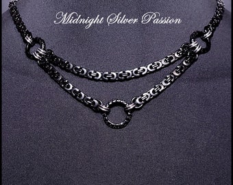 Midnight Silver Passion with Lobster Clasp Behind Neck - Gift Boxed