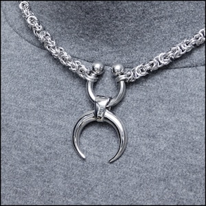 Warlock Warrior Infinity Necklace with Luxurious Chainmaille Chain - All Polished Stainless Steel - Gift Boxed