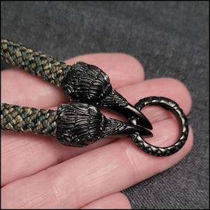 Black Guardian Ravens Woodland Camo Color Double Braid Nylon Cord Necklace w/2 Spring Ring Front Connector Clasps