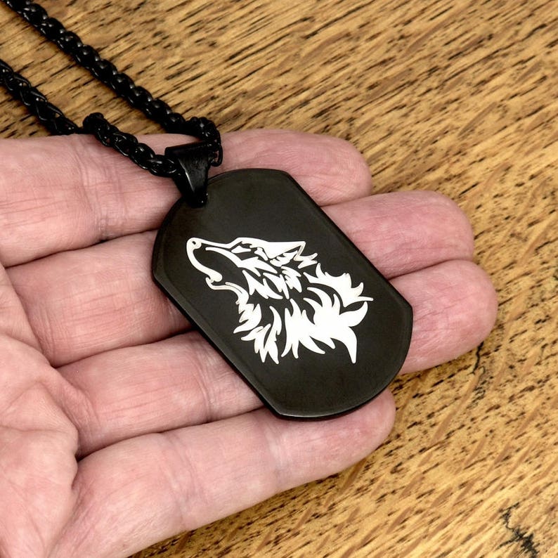 Black Reversible Wolf Tag in Rectangular or Round Shape on Etsy