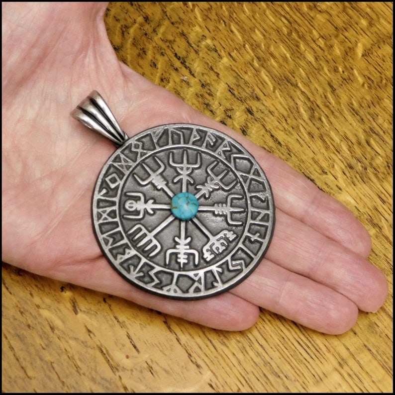 Large Viking Compass with Earth Stone on Stainless Steel Etsy