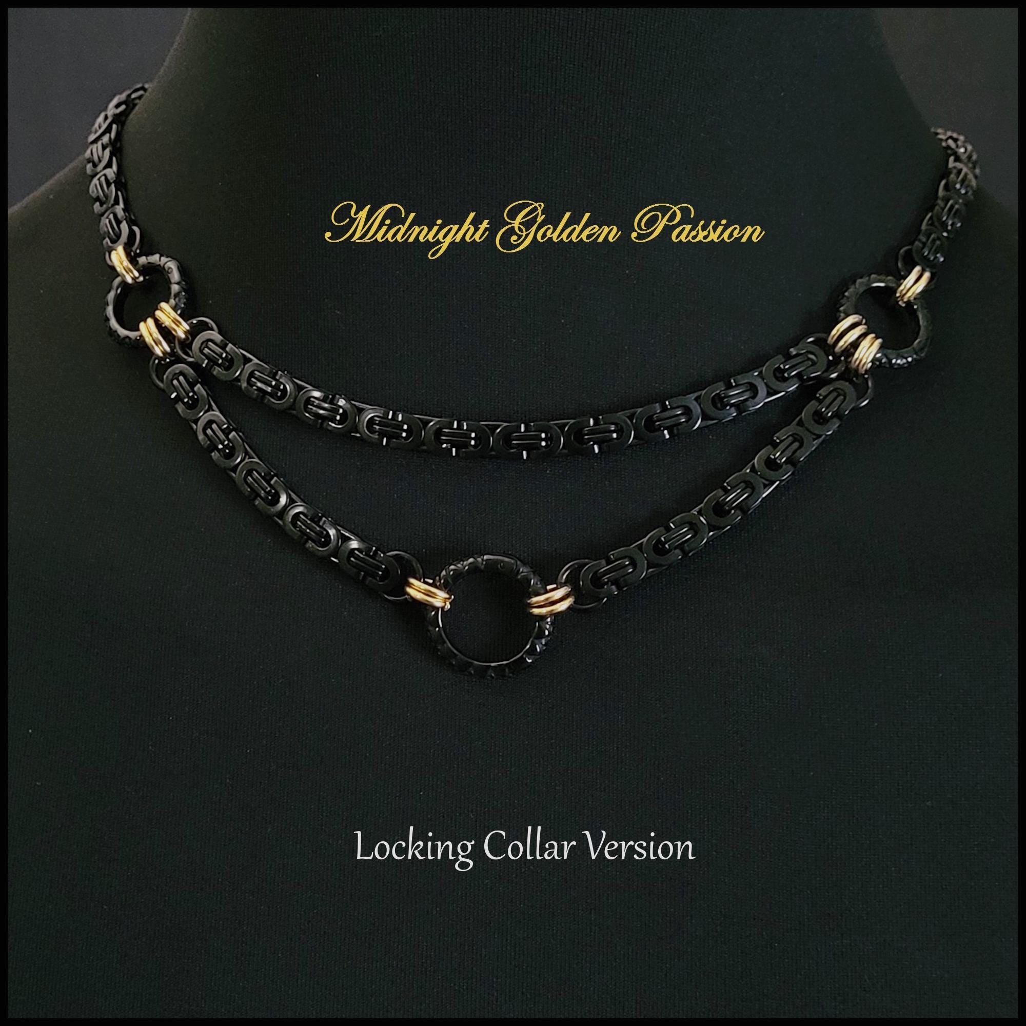 Midnight Golden Passion Doubled Strand Locking Collar with Hex Lock - Gift Boxed