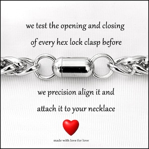 Stainless Steel Hex Lock Attached to The Necklace You Order - Only Sold w/New Necklace Orders - Add To Shopping Cart w/Each Necklace Ordered