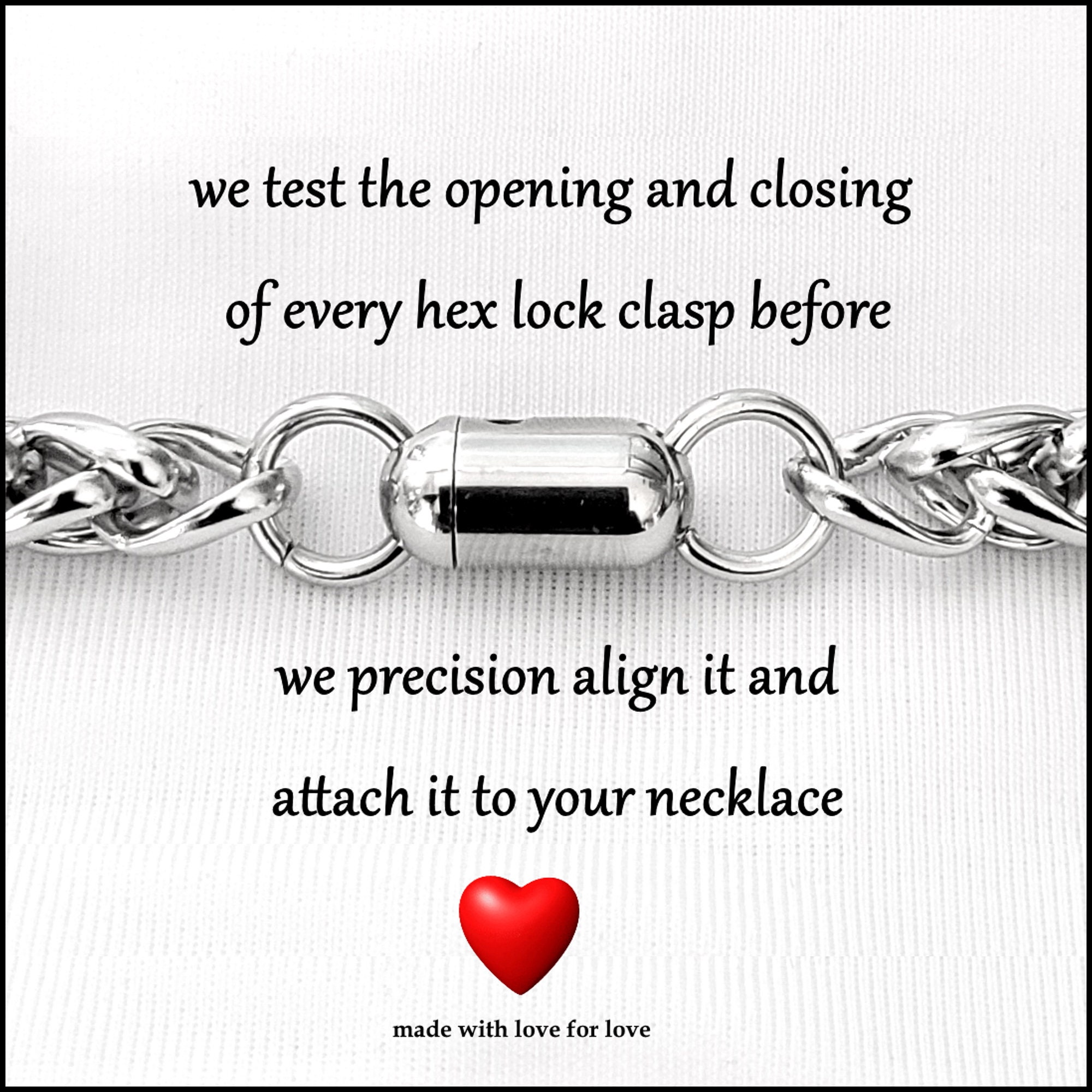 Stainless Steel Hex Lock Attached to the Necklace You Order - Only
