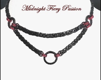 Midnight Fiery Passion Discreet Day Collar with Lobster Clasp Behind The Neck - Gift Boxed