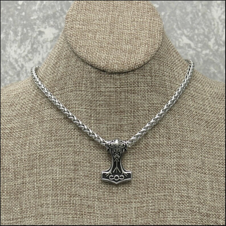 Small Stainless Steel Thor S Hammer Mjolnir Pendant On 5mm Image 0