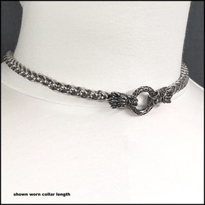 Companion Wolves Discreet Day Collar Polished Finish Viking Braid Chain Plus 2 Connector Rings, No Clasp Behind Neck - Gift Boxed