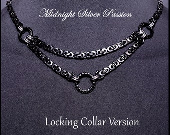 Midnight Silver Passion Locking Collar - Gift Boxed