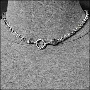 Companion Ravens Discreet Day Collar Polished Finish Viking Braid Chain Plus 2 Connector Rings, No Clasp Behind Neck - Gift Boxed