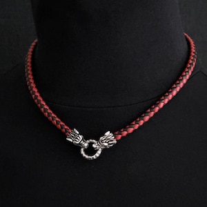 Companion Wolves Discreet Day Collar with 6mm Nappa 2-Color Diamond Pattern Leather with Front Connector Ring - No Clasp Behind Neck