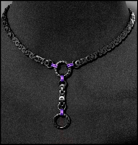 Midnight Purple Passion Discreet Day Collar and Drop Chain W