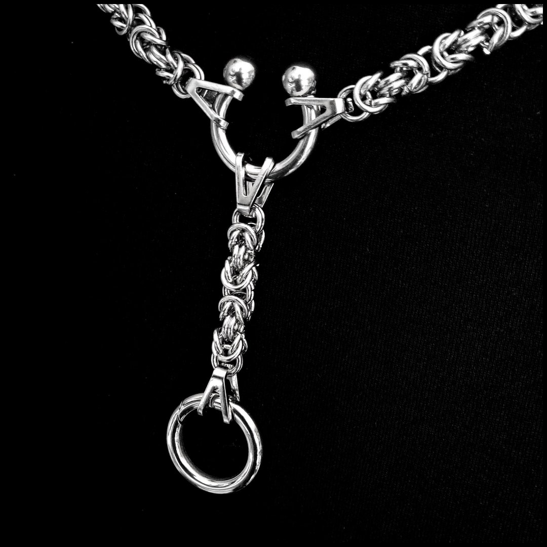 DLS Signature Design Locking Day Collar With Chainmaille Link Chain With Matching Drop Chain