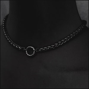 Discreet Locking Day Collar with Black Stainless Steel Wheat Braid Chain Made to Order for The Perfect Fit - Gift Boxed