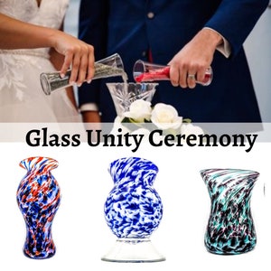 Wedding Unity Glass - Vases - Blessing Ceremony - Unity Ceremony Keepsake with Blown Glass Piece - Interfaith Wedding - Blended Family