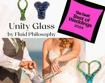 Unity Glass - Wedding Ceremony - Blessing Ceremony - Unity Ceremony Keepsake with Blown Glass Piece - Interfaith Wedding - Blended Family