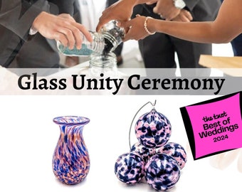 Wedding Unity Glass - Unity Ceremony Glass - Blessing Ceremony - Unity Ceremony Keepsake with Blown Glass Piece - Blended Family