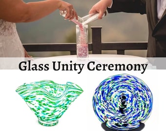 Wedding Unity Glass - Decorative Plate/Bowl - Blessing Ceremony - Unity Ceremony Keepsake w/ Blown Glass Piece - Blended Family