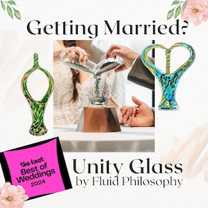 Unity Ceremony Glass - Blessing Ceremony - Unity Ceremony Keepsake with Blown Glass Piece - Interfaith Wedding - Blended Family