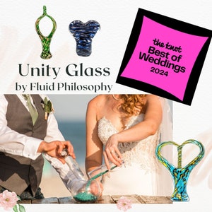 Unity Glass - Wedding Ceremony - Blessing Ceremony - Unity Ceremony Keepsake with Blown Glass Piece - Interfaith Wedding - Blended Family