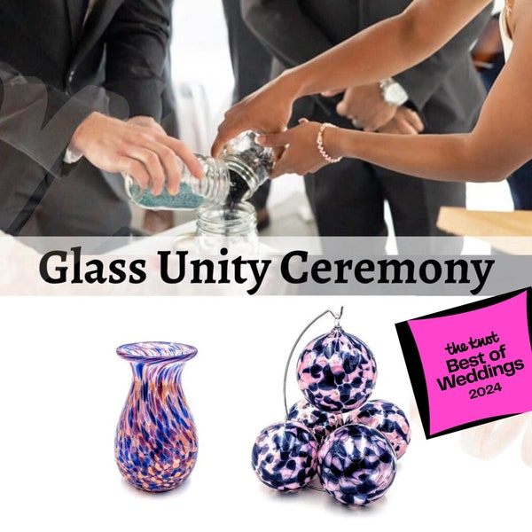 Wedding Unity Glass - Unity Ceremony Glass - Blessing Ceremony - Unity Ceremony Keepsake with Blown Glass Piece - Blended Family