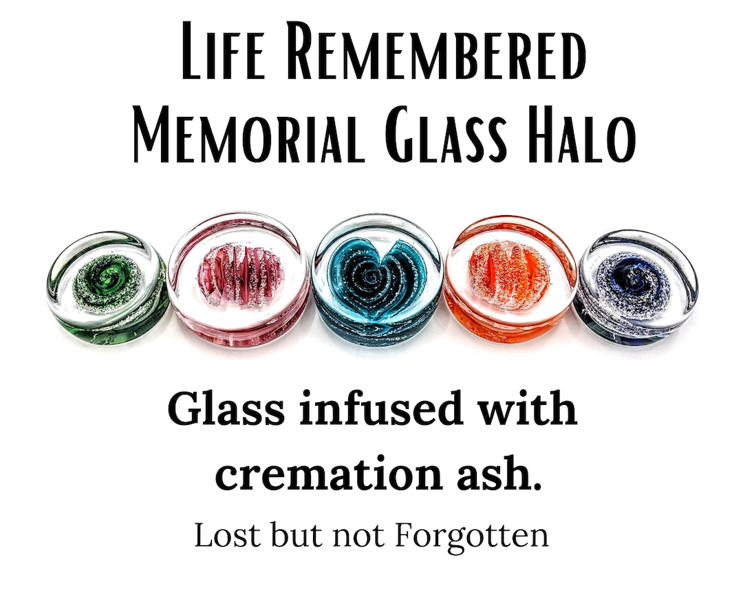 Memorial Glass Halo, Cremation Ashes, Pet, Bereavement, Ashes Keepsake