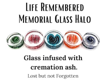 Memorial Glass Halo, Cremation Ashes, Pet, Bereavement, Ashes keepsake, cremate glass pet ashes in glass, Pet Loss and Urns