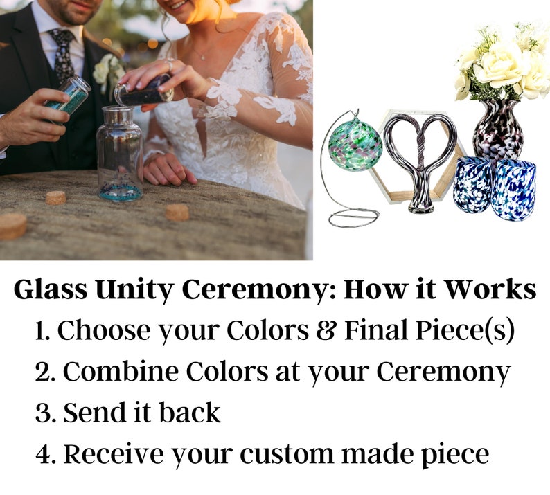 Unity Ceremony Glass Blessing Ceremony Unity Ceremony Keepsake with Blown Glass Piece Interfaith Wedding Blended Family image 2