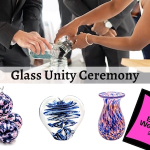 Wedding Unity Glass - Unity Ceremony Glass - Blessing Ceremony - Unity Ceremony Keepsake with Blown Glass Piece - Blended Family