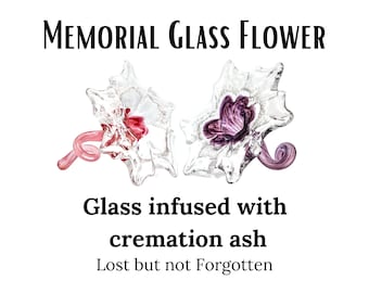 Memorial Glass Ash Keepsakes Flower, Cremation Ashes, Pet, Bereavement, Ashes keepsake, cremate glass pet ashes in glass, Pet Loss and Urns