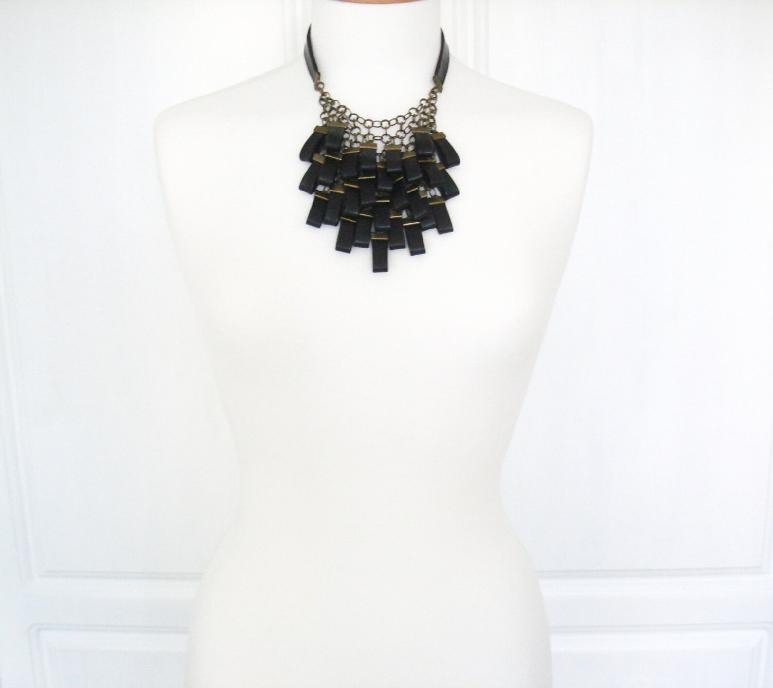 Black Leather Necklace Statement Jewellery Leather Jewellery Etsy