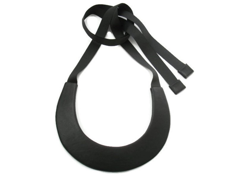 Bold Necklace Gift for Her Black Leather Bib Necklace Leather Jewellery Large Bib Necklace Statement Necklace Edgy Necklace