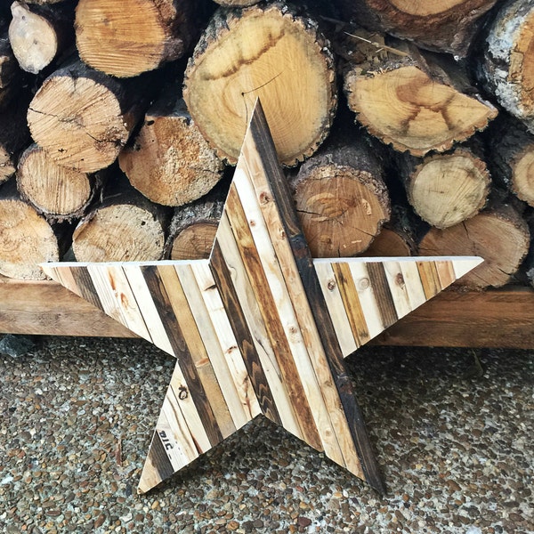 19" Limited Edition Reclaimed Wood Wall Art - No. 009 Stars and Stripes Star