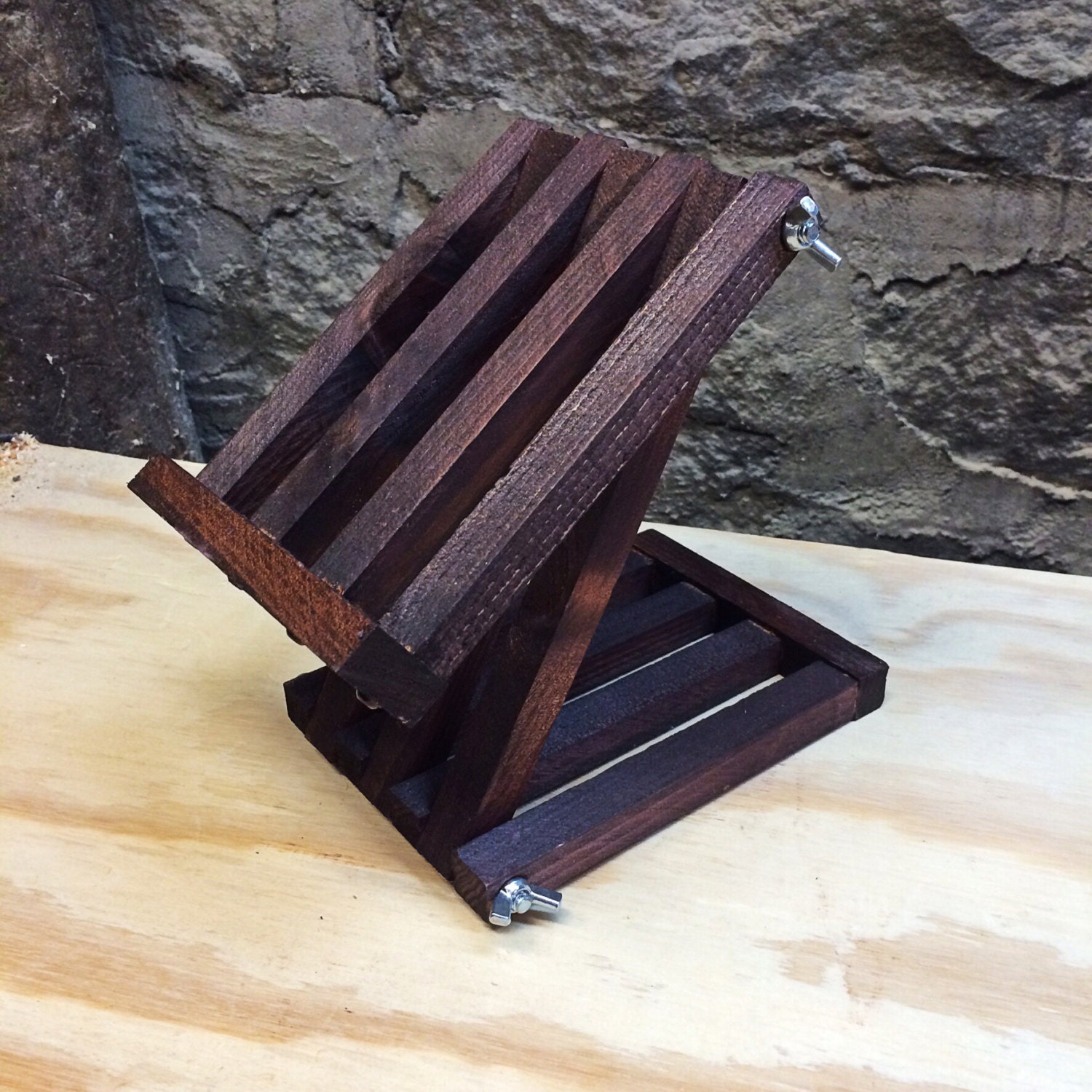 iPad Stand Tablet Holder Rustic Wood Adjustable iPhone