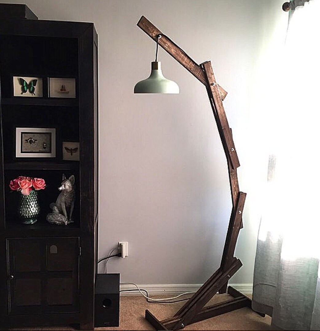 Rustic Wood Lamp Floor Lamps Lighting Arc Natural Wooden Home Decor Light