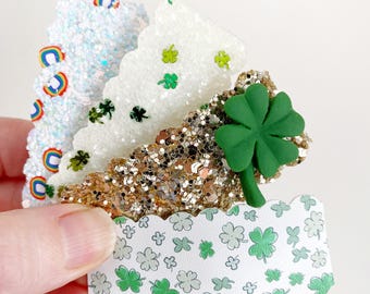 Shamrock Snap Clips | Genuine Leather Hair Clip | Snap Clip | Toddler Hair Clip | Scallop Hair Clip | Girl Hair Clip | Tear Drop Clip