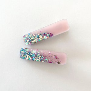 Pink Glitter Hair Clips for Girls | Glitter Hair Clip | Gifts for Girls | Acrylic Clip | Resin Hair Clip | Shimmer Hair Clip | Spring Clip