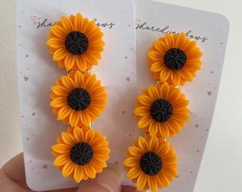 Fall Floral Hair Clips | Felt Hair Clip | Autumn Snap Clip | Toddler Hair Clip | Hair Clip | Girl Hair Clip | Sunflower Hair Clips