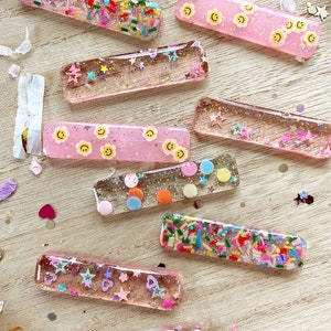 Birthday Glitter Hair Clips for Girls | Glitter Hair Clip | Gifts for Girls | Acrylic Clip | Resin Hair Clip | Shimmer Hair Clip | Pink Clip